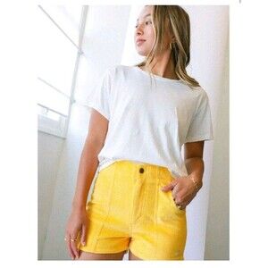 NWOT Hammies Corduroy Shorts Womens Size 28 Yellow High Rise 70s Retro
